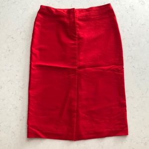 Red Pencil Skirt with Front Slit